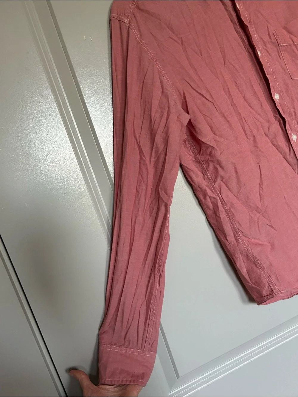 J. Crew Men's Lightweight Cotton Button-Down Chambray Shirt in Dusty Rose